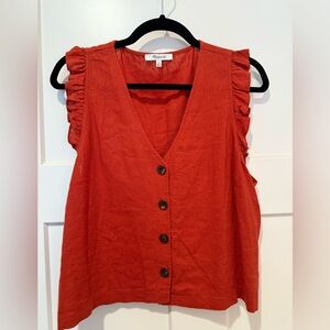 Madewell Sleeveless Cropped Linen Top, Size 10